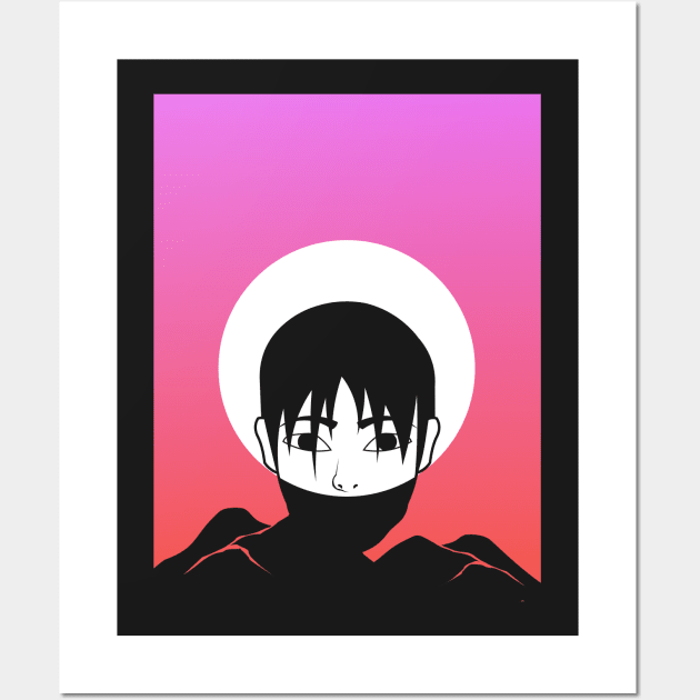 Aesthetic Vaporwave Anime Boy Wall Art by MeatMan